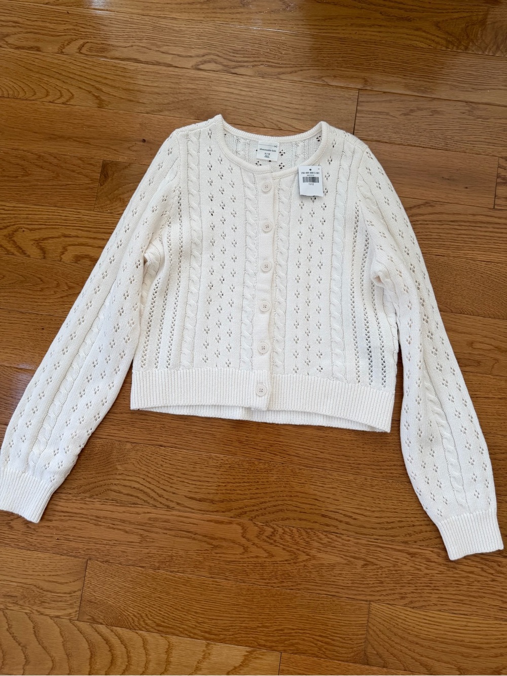 NWT 11/12 Girls’ Abercrombie Kids Cream Knit Button-Front Cardigan Sweater